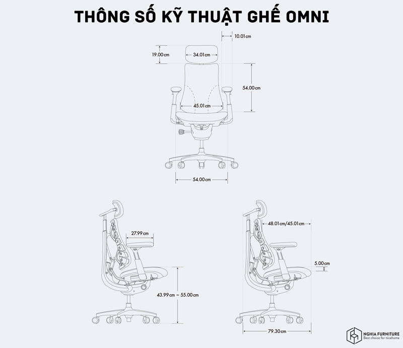 Thông số kĩ thuật ghế công thái học LiberNovo Omni