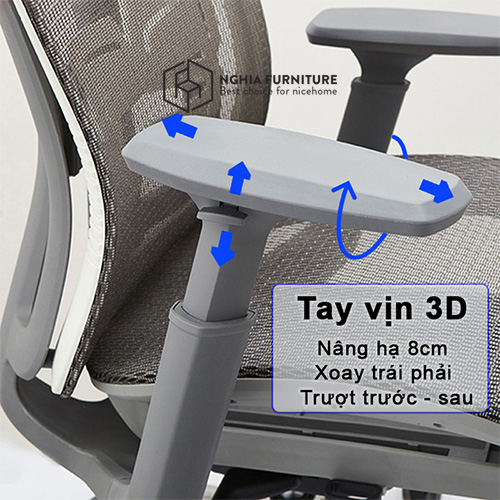 Tay vịn ghế công thái học B01N thiết kế 3D