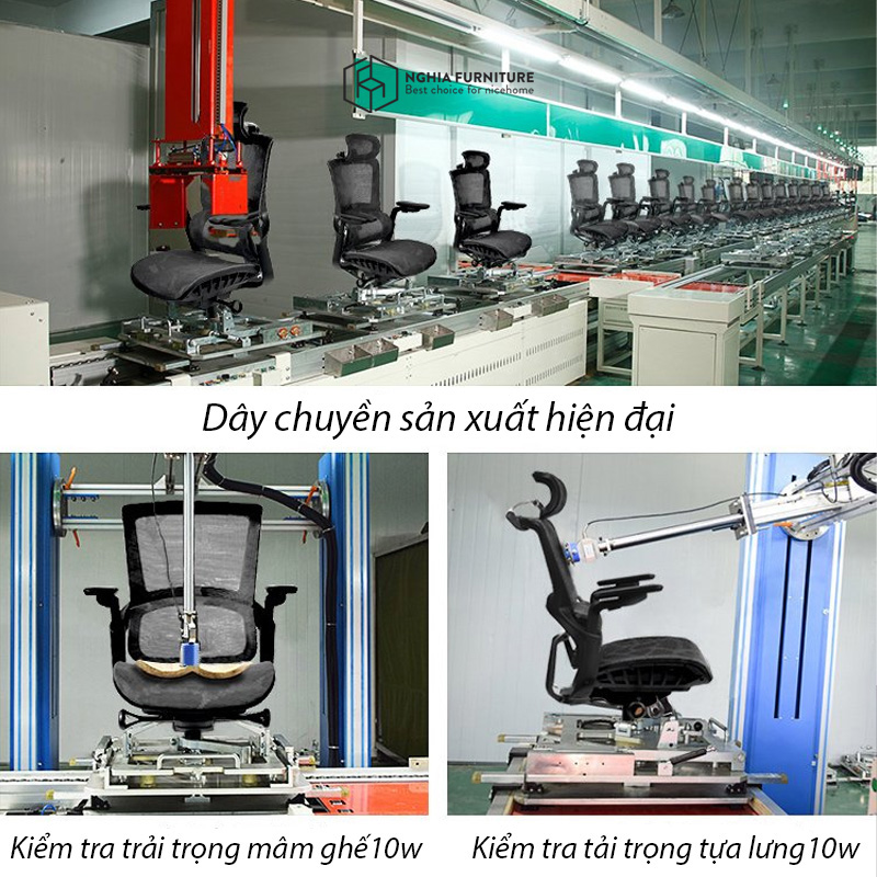 hệ thống sản xuất dây chuyền ghế công thái học E04