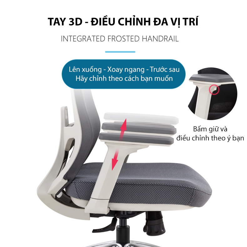 Tay vịn ghế công thái học thiết kế 3D hỗ trợ cân bằng bả vai, cánh tay 