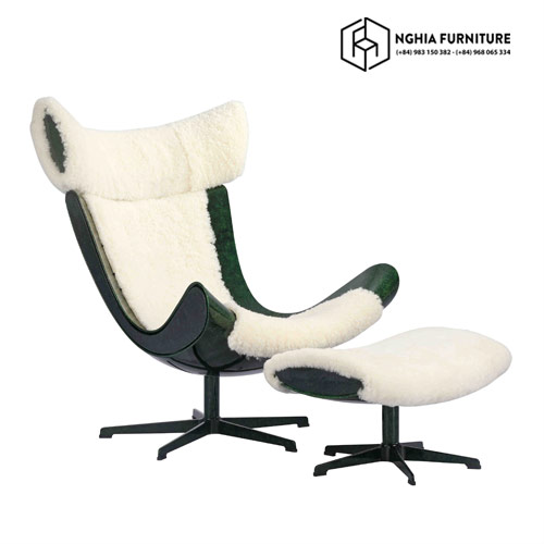Chair Lounge & Ottoman da lông cừu cao cấp