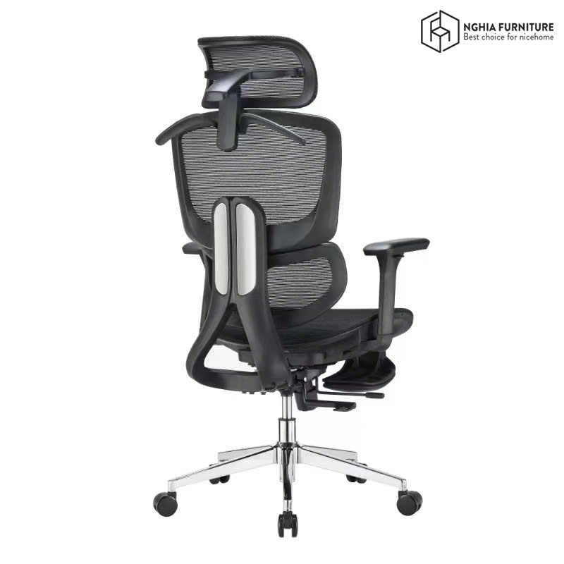 Ghế công thái học Ergonomic 07 Đen- Gác chân