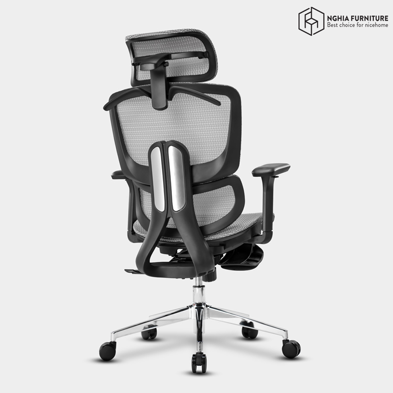 Ghế công thái học Ergonomic 07 Đen- Gác chân
