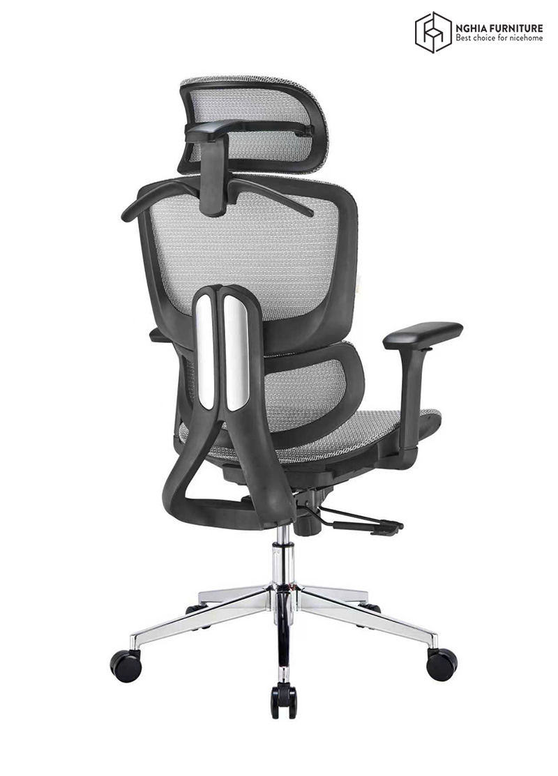 Ghế công thái học Ergonomic 07 Xám- Gác chân