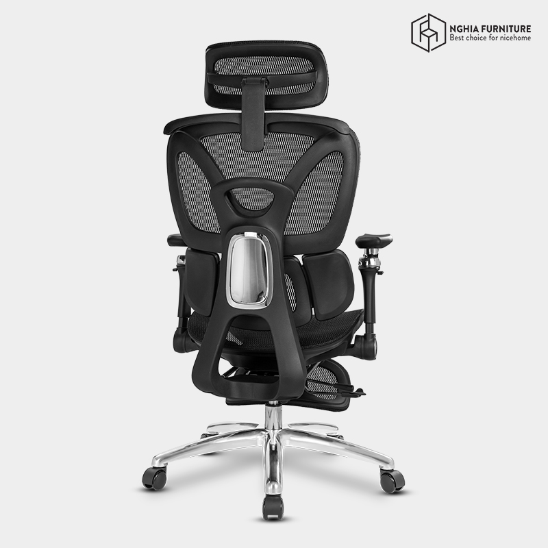 Ghế công thái học Ergonomic 09 Đen- Gác chân