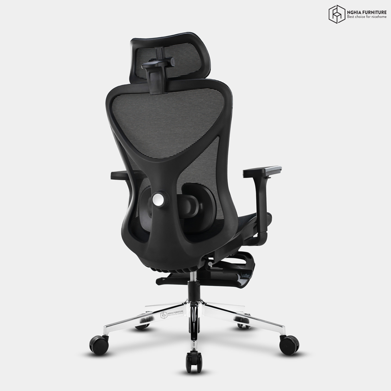 Ghế công thái học Ergonomic 10 Đen - Gác chân