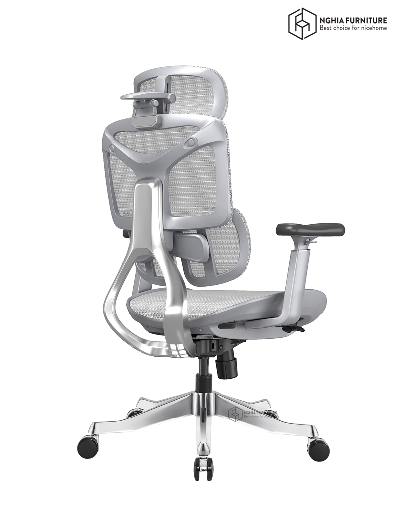 Ghế công thái học Yami Trắng Super Mesh V2