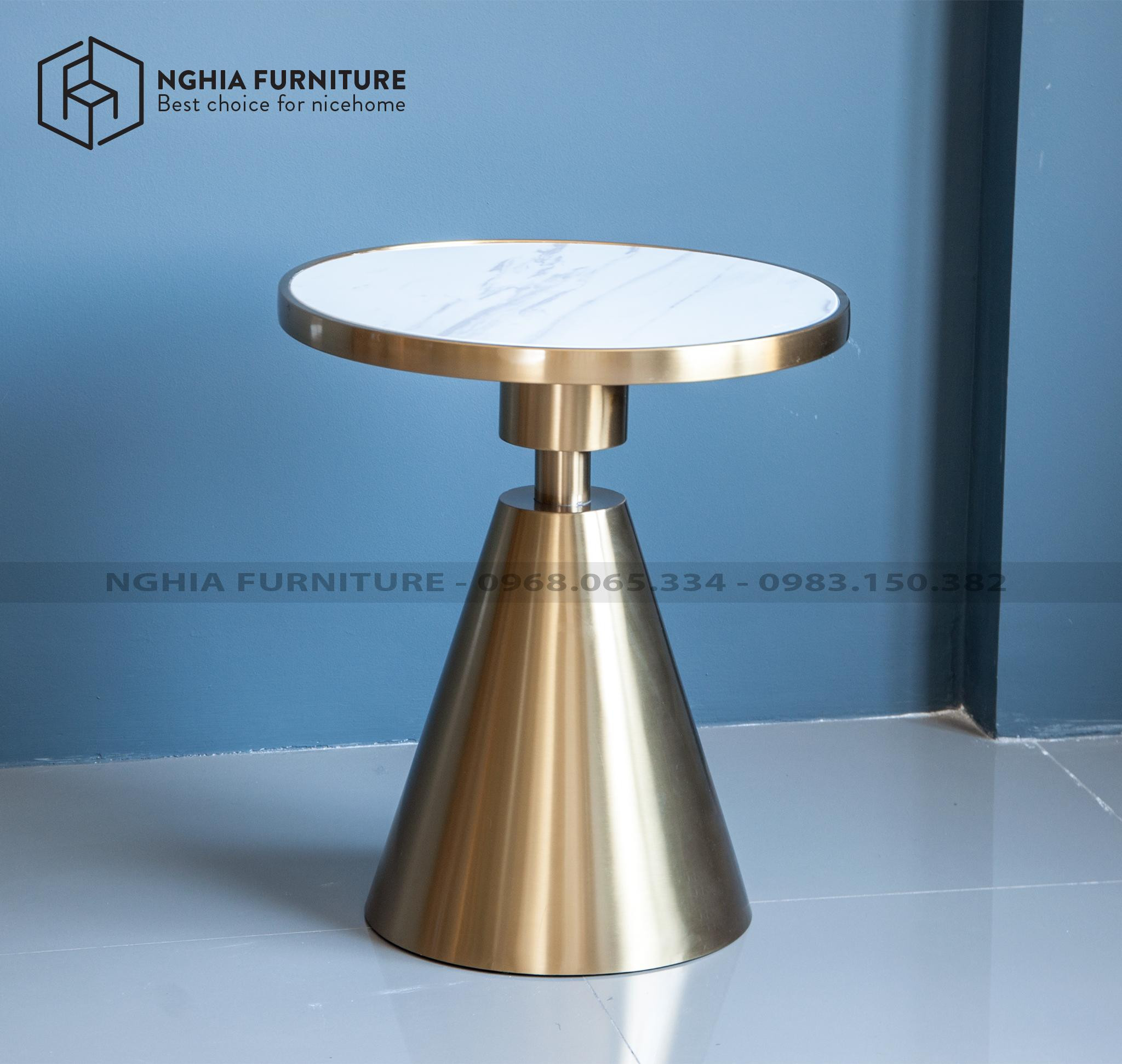 Bàn cafe chân Aluminum table 07 + mặt đá