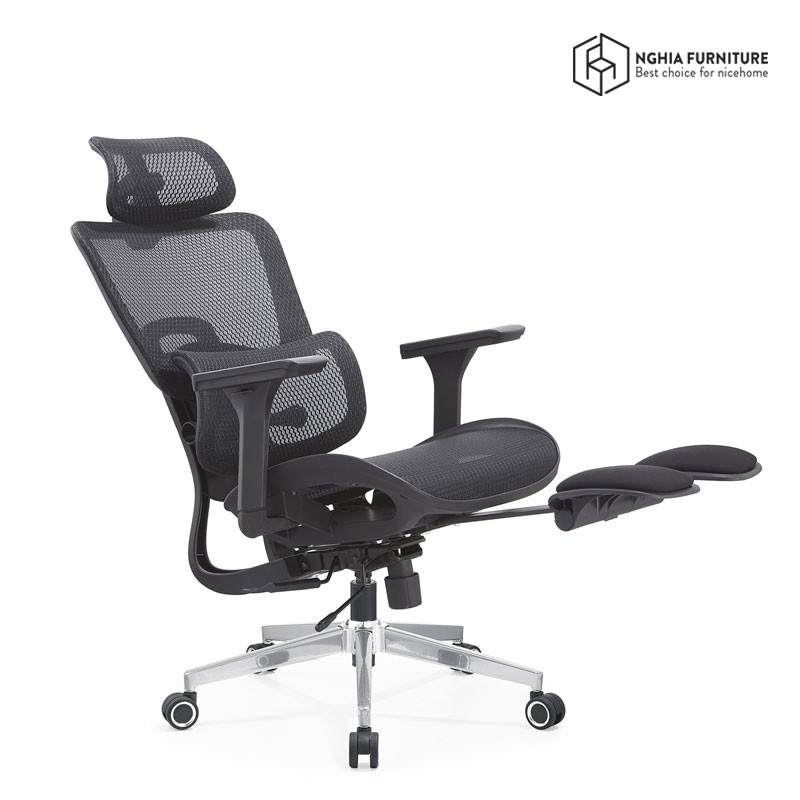 Ghế công thái học Mirai Pro Đen - Gác chân after