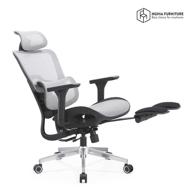 Ghế công thái học Mirai Pro Xám - Gác chân after