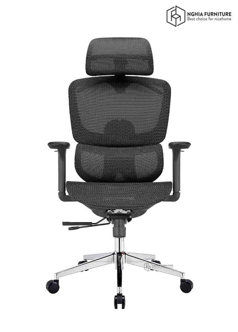 Ghế công thái học Ergonomic 07 Đen- Gác chân after
