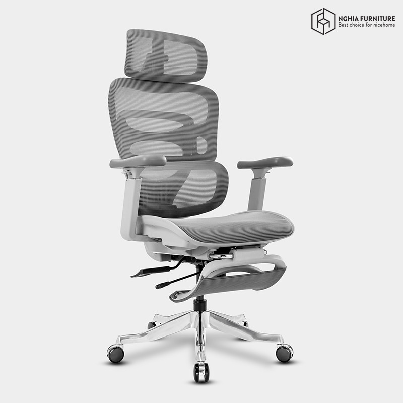 Ghế công thái học Multi Xám - Gác chân after