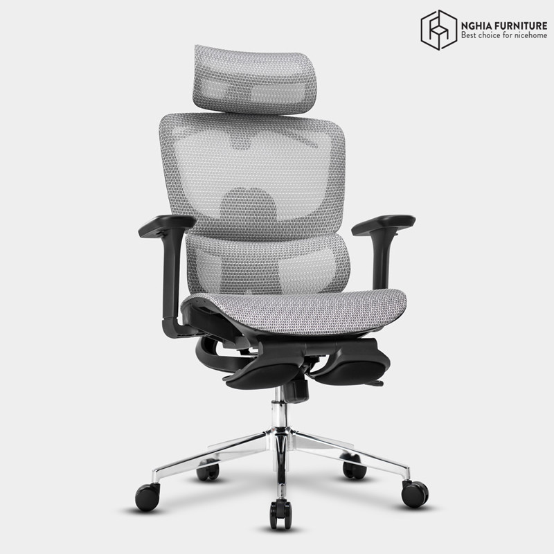 Ghế công thái học Ergonomic 07 Đen- Gác chân after