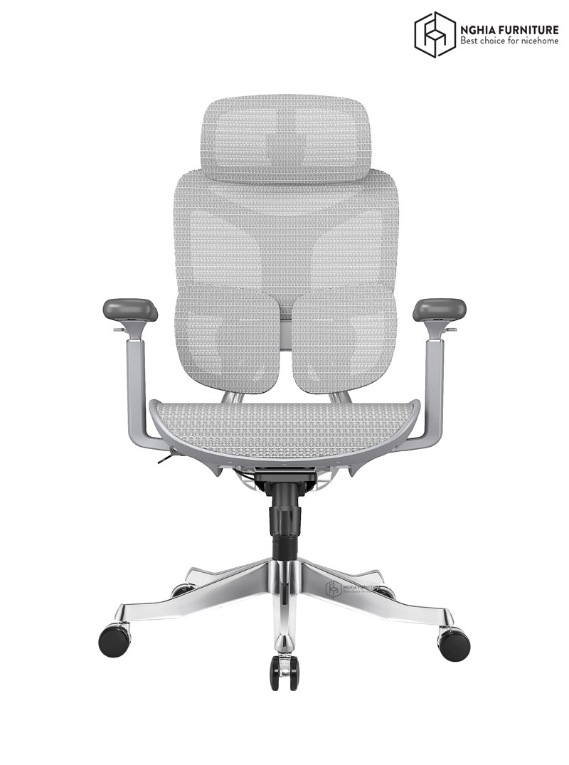 Ghế công thái học Yami Trắng Super Mesh V2 after