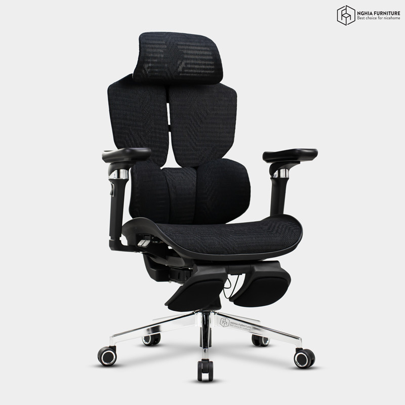 Ghế công thái học Gaming-X Đen- Gác chân after