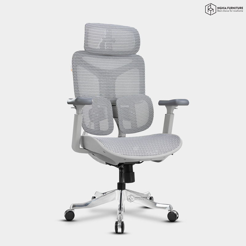 Ghế công thái học Yami Xám Super Mesh V2 after