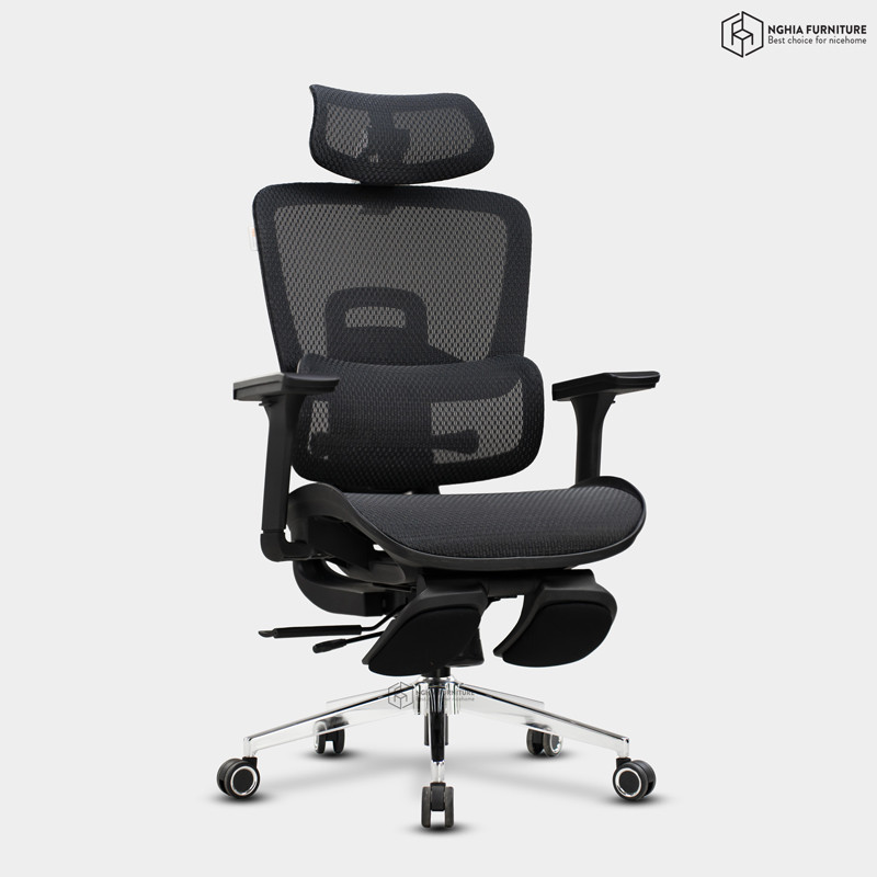 Ghế công thái học Mirai Pro Đen - Gác chân after