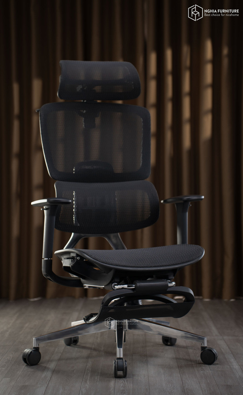 Ghế công thái học Kira Đen- Gác chân after