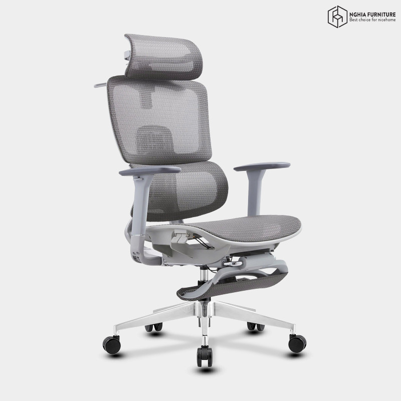 Ghế công thái học Kira Xám- Gác chân after