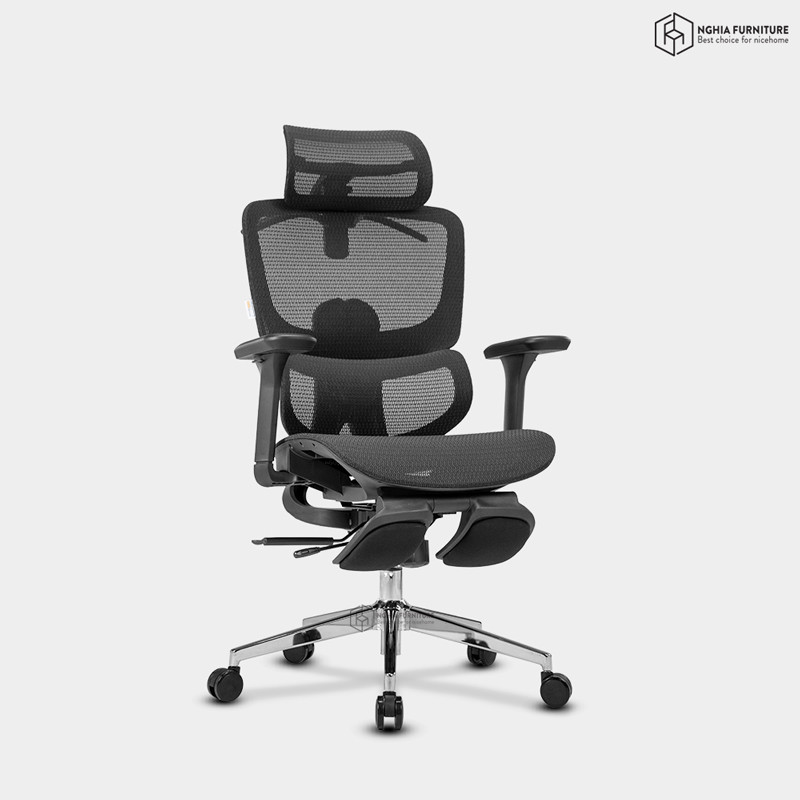 Ghế công thái học Ergonomic 07 Đen - Gác chân after