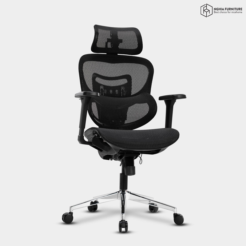 Ghế công thái học Kara Đen Gác Chân after