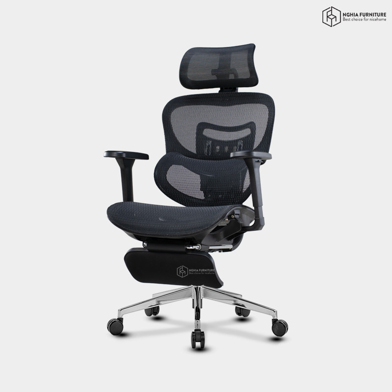 Ghế công thái học Kara Đen Gác Chân after