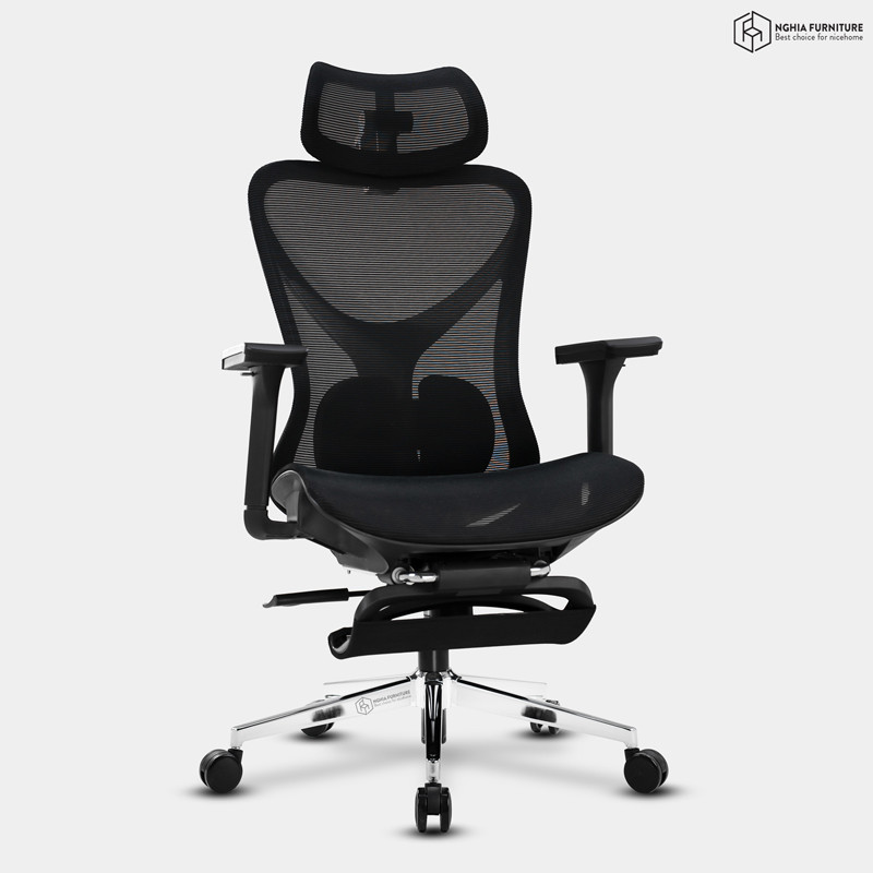 Ghế công thái học Ergonomic 10 Đen - Gác chân after