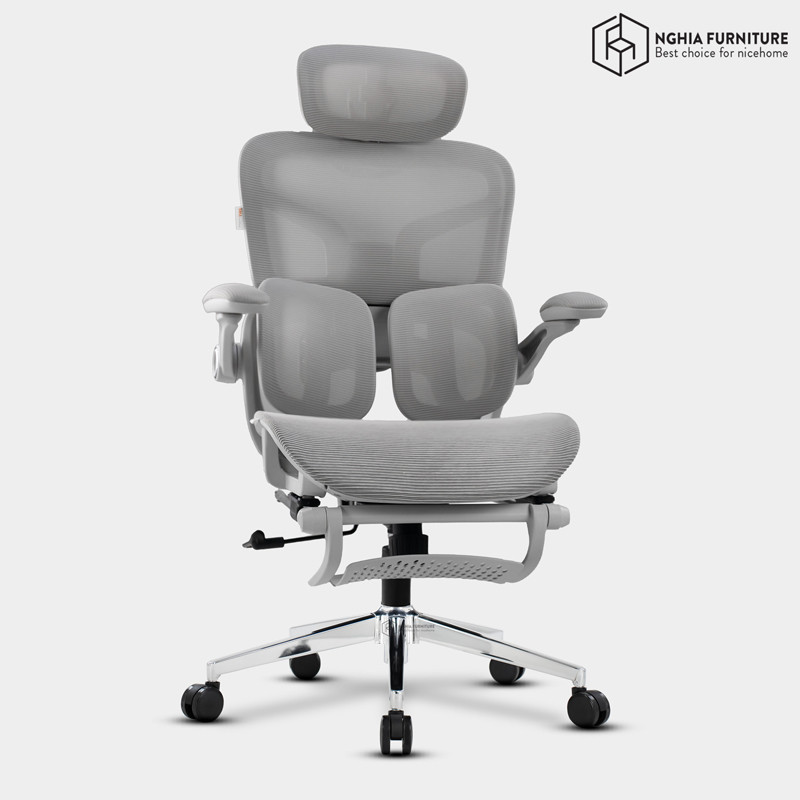 Ghế công thái học Tanji Basic Xám - Gác chân after
