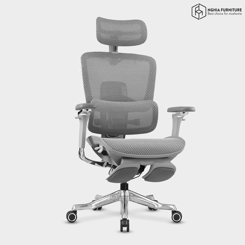 Ghế công thái học Mirai Ultra Xám - Gác chân after