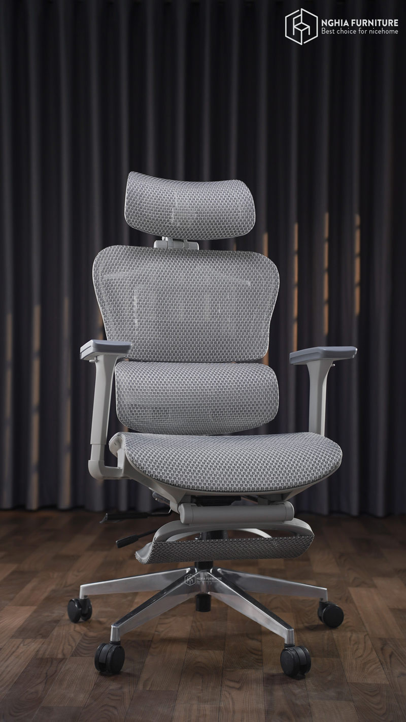 Ghế công thái học Caster V1 Xám - Gác chân after